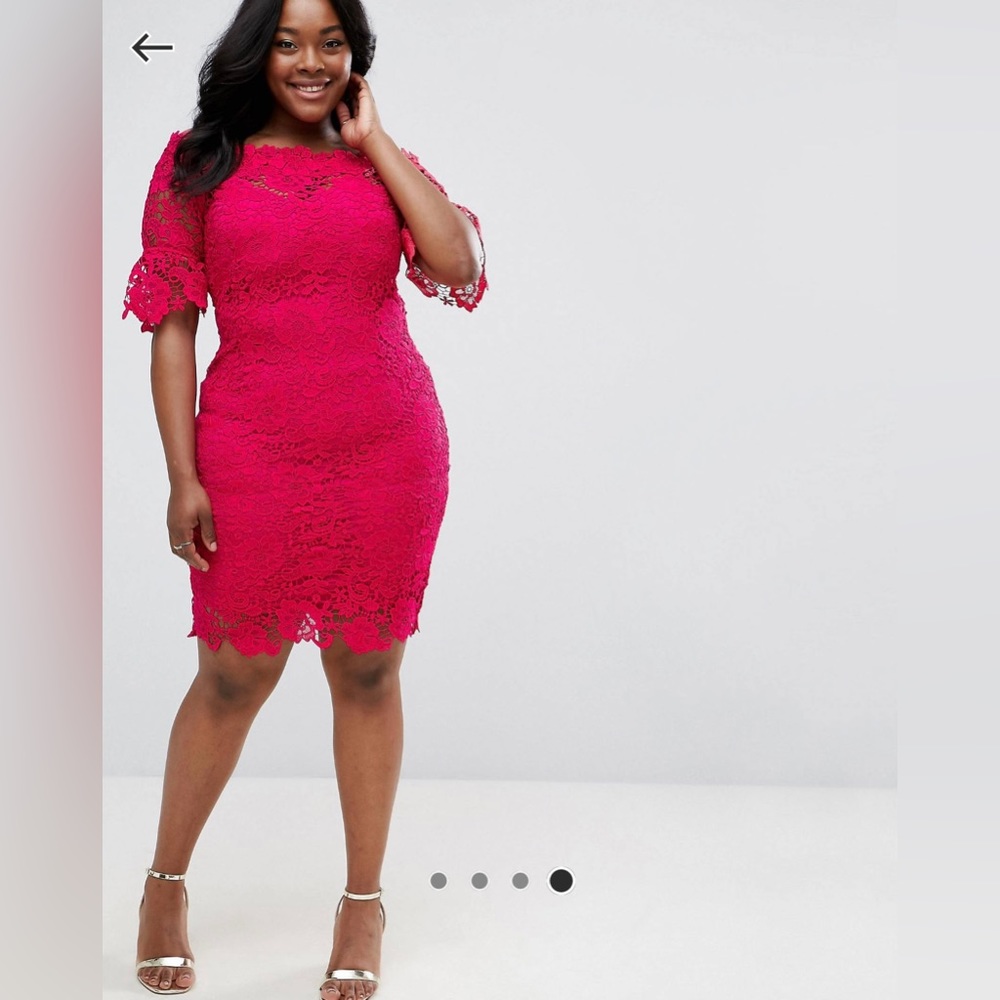 Vintage ASOS | Paper Dolls Plus Off Shoulder Crochet Midi Dress w/ Frill Sleeve